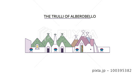 Italy, Alberobello tourism landmarks, vector city travel illustration 100395382