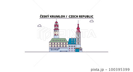 Czech Republic, Cesky Krumlov tourism landmarks, vector city travel illustration Czech Republic, Cesky Krumlov tourism landmarks, vector city travel illustration 100395399