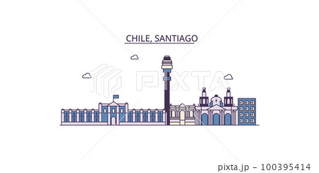 Chile, Santiago tourism landmarks, vector city travel illustration Chile, Santiago tourism landmarks, vector city travel illustration 100395414