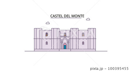 Italy, Apulia, Castel Del Monte tourism landmarks, vector city travel illustration 100395455