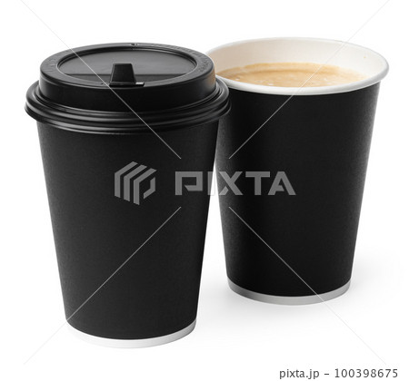 Paper coffee cups isolated on white background 100398675