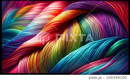 Rainbow interlaced yarn threads for knitting...のイラスト素材 [100399100] - PIXTA