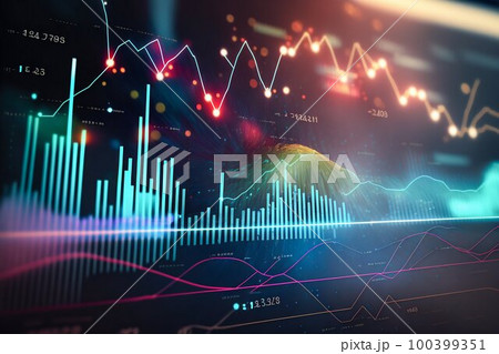 Financial graphs, glowing lines and diagram. Trading market. Generative AI Financial graphs, glowing lines and diagram. Trading market. Generative AI 100399351