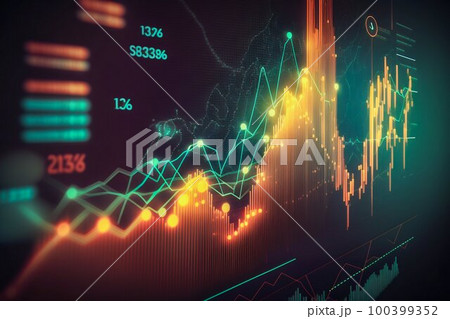 Financial graphs, glowing lines and diagram. Trading market. Generative AI Financial graphs, glowing lines and diagram. Trading market. Generative AI 100399352