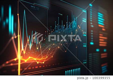Financial graphs, glowing lines and diagram. Trading market. Generative AI Financial graphs, glowing lines and diagram. Trading market. Generative AI 100399355