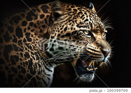 Leopard high quality closeup. Generative AI 100399709