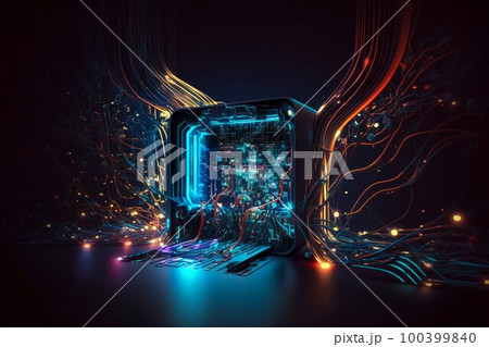 Cyber Space Connection Technology Computer Background with Chipset Central Processor. Generative AI Cyber Space Connection Technology Computer Background with Chipset Central Processor. Generative AI 100399840