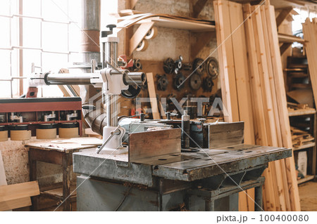 Wood working CNC machine at carpentry workshop 100400080