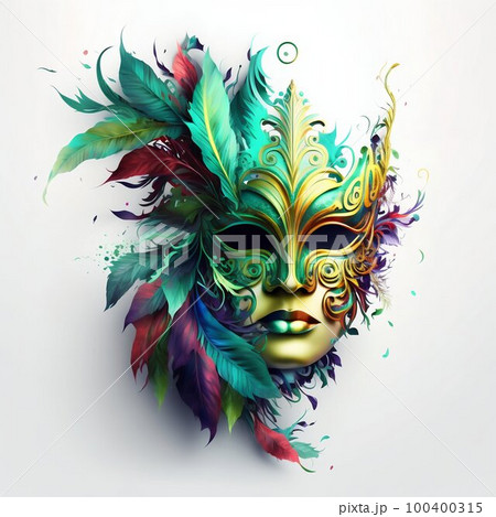 Carnival colorful mask. Generative AI - Stock Illustration