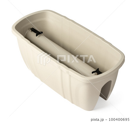 Plastic flower pot isolated on a white background 100400695