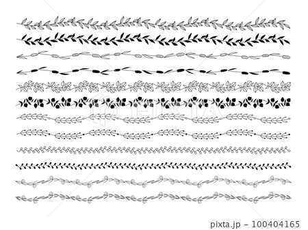 美しい線画のボタニカルのライン花　シンプル、線画、黒線、ナチュラル　 100404165