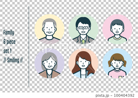 6-piece set no.1 of three generations of a smiling family 100404392