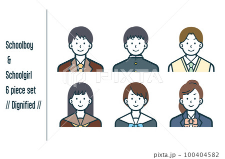 凛々しい男女の学生の6点セットno.1 100404582