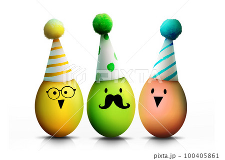 Beautiful Easter background with colorful Easter eggs 100405861