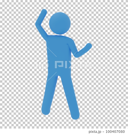Pictogram blue pose 3DCG illustration Pictogram blue pose 3DCG illustration 100407080