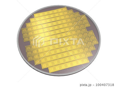 パワー半導体　半導体　酸化ガリウム半導体　酸化ガリウム　シリコン基盤　ウェハー(3DCGイメージ) 100407318