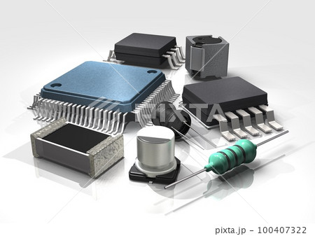 テクノロジー　電子機器　精密機器　コンピューター　回路　部品などの最先端イメージ(3DCG) 100407322