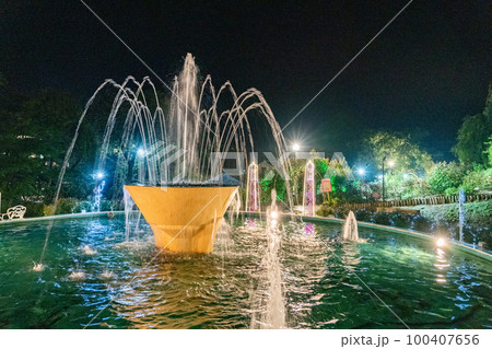 花巻温泉　バラ園　ライトアップ（岩手県花巻市） 100407656