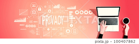 Privacy theme with person using a laptop 100407862