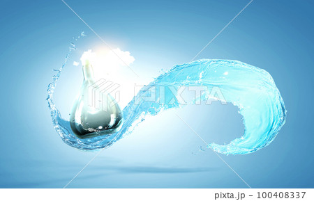 Water splash out of glass bottle Water splash out of glass bottle 100408337