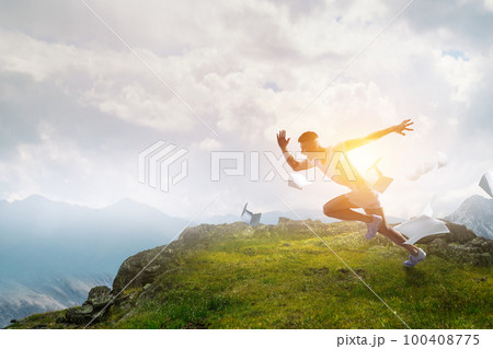 Man in sportwear running . Mixed media Man in sportwear running . Mixed media 100408775