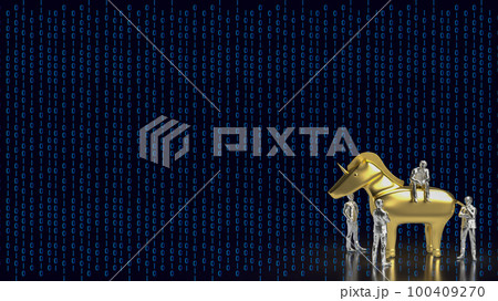 The Business man and Unicorn on Digital Background for Startup concept 3d rendering The Business man and Unicorn on Digital Background for Startup concept 3d rendering 100409270