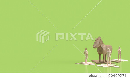 The Business man and Unicorn on jigsaw for Startup concept 3d rendering The Business man and Unicorn on jigsaw for Startup concept 3d rendering 100409271