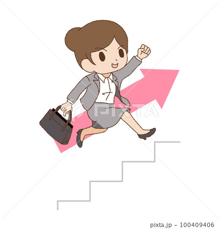 かわいいタッチのキャリアアップする女性 100409406
