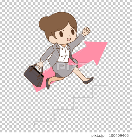 かわいいタッチのキャリアアップする女性 100409406
