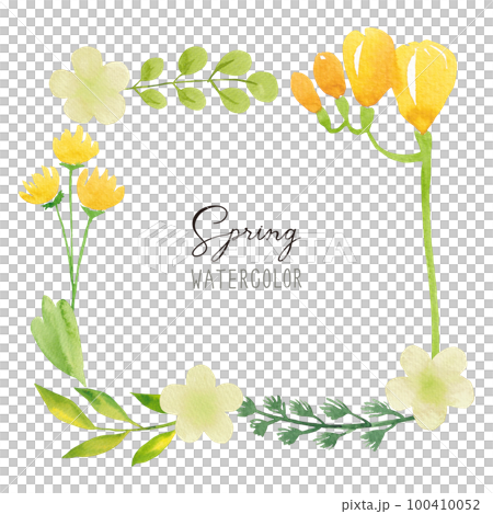 Watercolor frame of spring plants. Watercolor frame of spring plants. 100410052