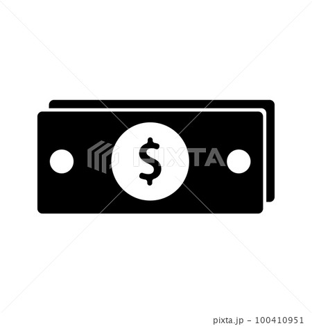 ドル札のシルエットアイコン。外貨。ベクター。 100410951