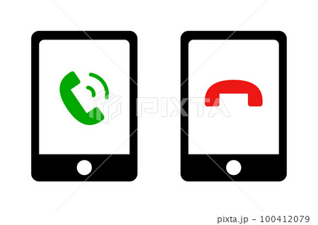 着信と着信拒否のスマートフォンアイコンセット。ベクター。 100412079