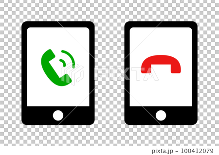 着信と着信拒否のスマートフォンアイコンセット。ベクター。 100412079