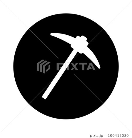 丸いツルハシのアイコン。採掘。ベクター。 100412080