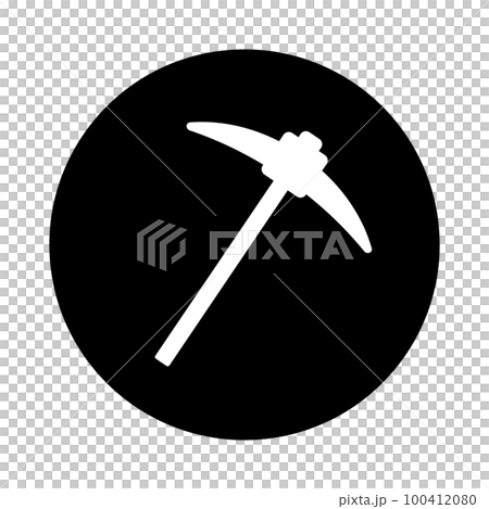 丸いツルハシのアイコン。採掘。ベクター。 100412080