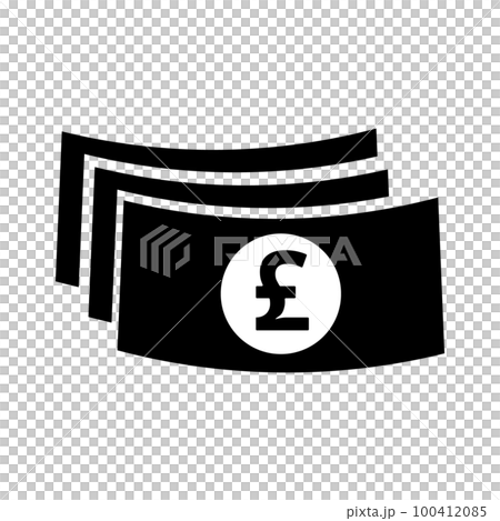 スターリングポンド紙幣のシルエット。イギリスの紙幣。お金。ベクター。 スターリングポンド紙幣のシルエット。イギリスの紙幣。お金。ベクター。 100412085