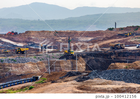 Part of a pit with big mining truck working 100412156