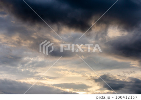 colorful dramatic sky with cloud at sunset. 100412157