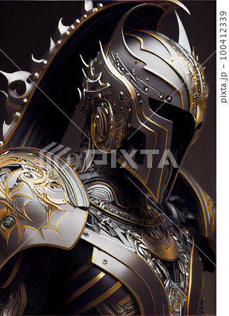 Medieval formidable knight prepare for historical battle. A historical medieval concept. Generative AI Art. 100412339