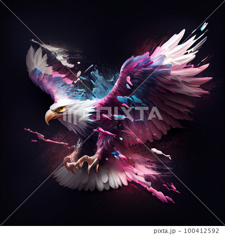 Close-up of a multicolored eagle. Portrait of a beautiful eagle. Generative AI Art. 100412592