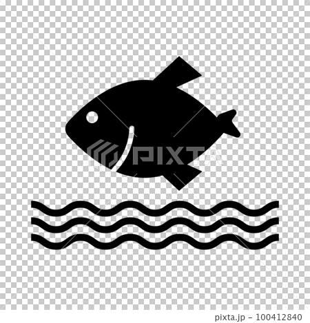 泳いでいる魚のシルエットアイコン。ベクター。 泳いでいる魚のシルエットアイコン。ベクター。 100412840