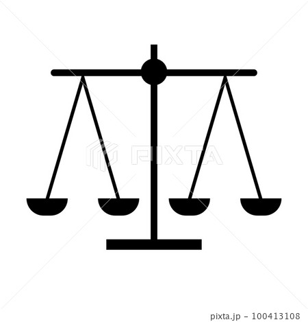 天秤ばかりのシルエットアイコン。重さの測定。ベクター。 100413108