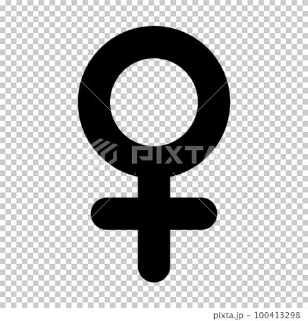 女性マークのシルエット。女の性別。 女性マークのシルエット。女の性別。 100413298