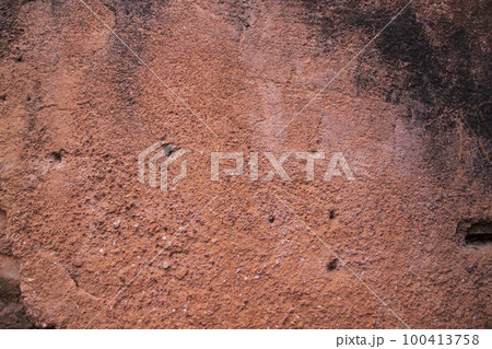 Old  brick wall red plaster texture can be used as a background wallpaper 100413758