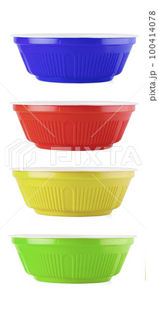 set of colored bowles isolated on the white background set of colored bowles isolated on the white background 100414078