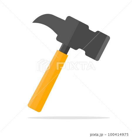 フラットデザインのネイルハンマーと影のアイコン。ベクター。 100414975