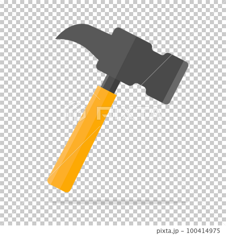 フラットデザインのネイルハンマーと影のアイコン。ベクター。 100414975