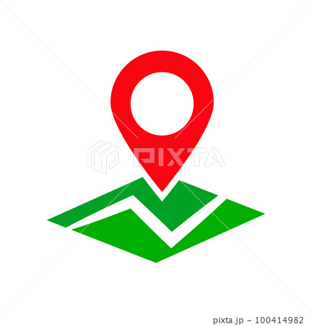 モダンな地図とマップピンのアイコン。位置情報や場所。目的地。ベクター。 100414982