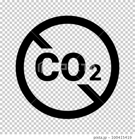 CO2 禁令標誌。二氧化碳減排。向量。 100415419