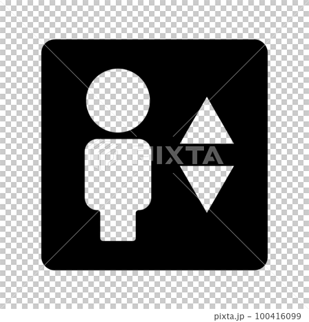 電梯剪影標誌。電梯設備指南。向量。 100416099